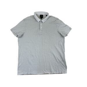 Armani Exchange Men White Short Sleeve Pullover Polo Shirt Sz XL Arrows All Over